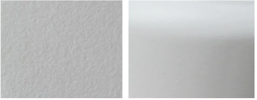 Figure 3: Comparison of dispenser surfaces - rough plastic (left) versus smooth plastic (right) 