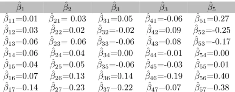 Table 11: Beta for observable factors structural model