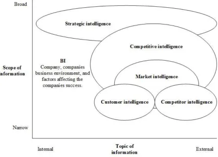 Figure 2: Business intelligence and intelligence concepts (Hakanen, 2014) 