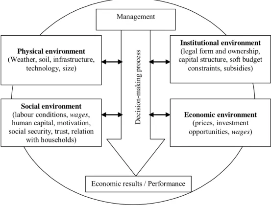 Figure 1 Relation between farm performance and environment, see Bezlepkina et al (2007) 