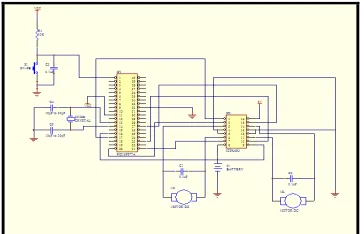 Figure 10 (a) The PCB Design for PIC16F877A Circuit with the Voltage Regulator, (b) The PCB design for Water Sensor Circuit 