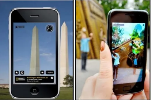 Figure 8. Layar allows one to read (left) and construct urban space. Image courtesy of Layar (Layar, 2009)