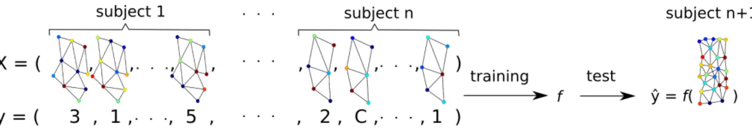 Figure 3. Inter-subject graph-based learning. Equipped with a graph construction scheme and a graph similarity function such as those designed in this paper, one can define numerous classifiers