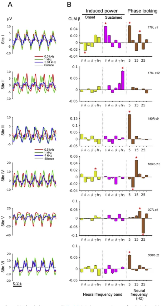 Fig. 9. Steady-state response waveforms and GLM betas for datasets presented in Figs. 6–8