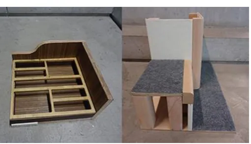 Fig. 10: Two study models, left is a kitchen accessories holder, right is the step next to a cabinet