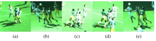 Fig. 1: (a-e) Multiple views of the same situation showingsevere occlusion.