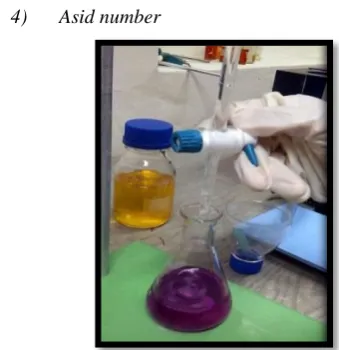 Figure 10. Purple color is indicator to show the acid number 