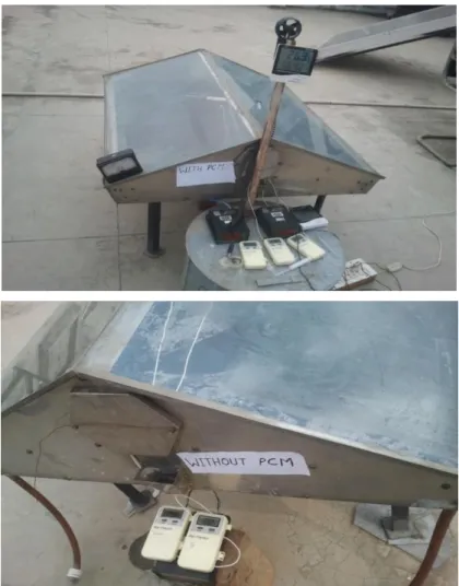 Figure 1 Experimental Set up of Double Slope Solar Still With and without PCM 