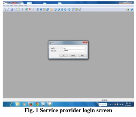 Fig. 1 Service provider login screen 