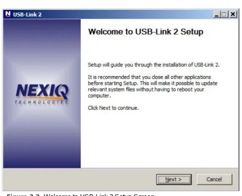 Figure 3.2  Welcome to USB-Link 2 Setup Screen