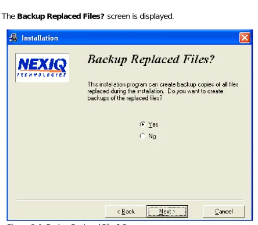Figure 2.4 Backup Replaced Files? Screen