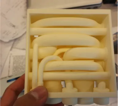 Figure 2: 3D printed manifold with complex channels