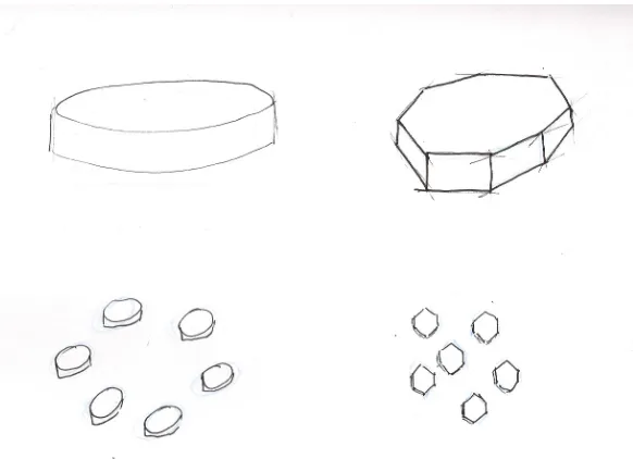 Figure 8: Concepts using Round shapes and a Hexagon shape 