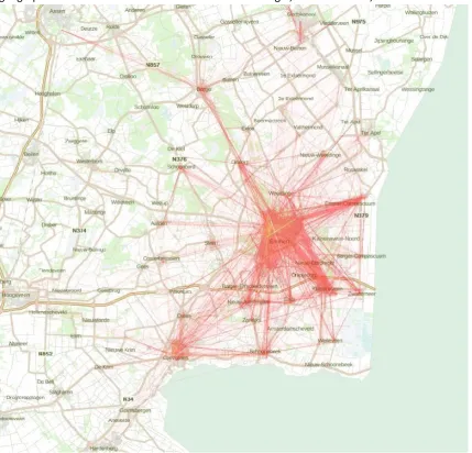 Figure 5: Origins and destinations (QGIS 2.12.2) 