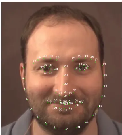 Figure 1.68 point markup as used by both the 300-VW database and DLIBshown on a frame from the 300-VW database [2]