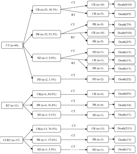 Figure 1: Treatment characteristics of patients (n=88) after initial and overall treatment.