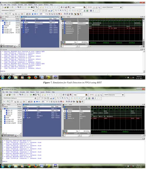Figure 7. Simulation for Fault Detection in FPGA using BIST. 