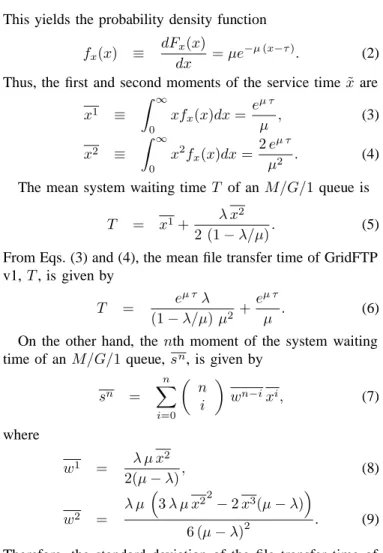 Fig. 3: Analytic model for the data streaming: files are trans- trans-ferred from the GridFTP server to the GridFTP  accord-ing to the Poisson arrival of transfer requests.