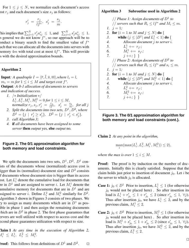Figure 2. The 0/1 approximation algorithm for both memory and load constraints.