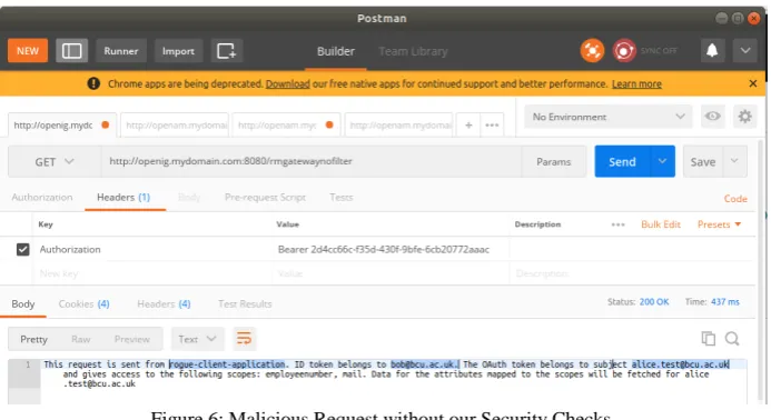 Figure 6: Malicious Request without our Security Checks. 