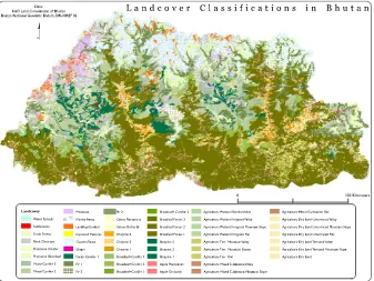 Fig. 1. Landcover classiﬁcation in Bhutan. A map of the 51 categorizations of the land cover classiﬁcation scheme.