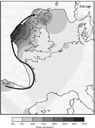 Fig. 4*this does not mean that Gaelic arrived so early! Compare with Fig. 2. Map and caption reproduced with permission fromGene cluster R1b-14 (‘Rory’)