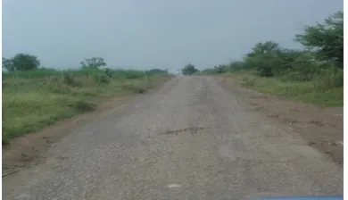 Figure 3:  Road pavement of Malthan Bhigwan Road MDR – 79KM 2.800 section in condition state 5