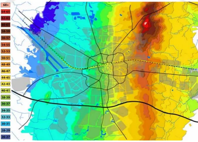 Figure 2: Height map of Enschede indicated in metres 