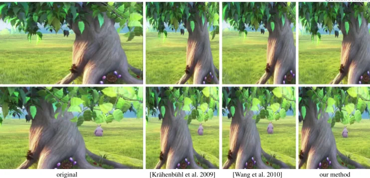 Figure 6: We compare our method with [Kr¨ahenb¨uhl et al. 2009] and [Wang et al. 2010]