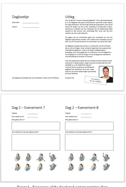 Figure 6 - Four pages of the developed context mapping diary 
