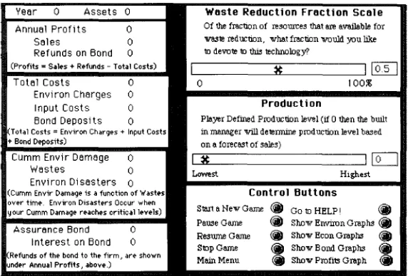 Fig. 2. The "play" screen where management decisions are made by players. 
