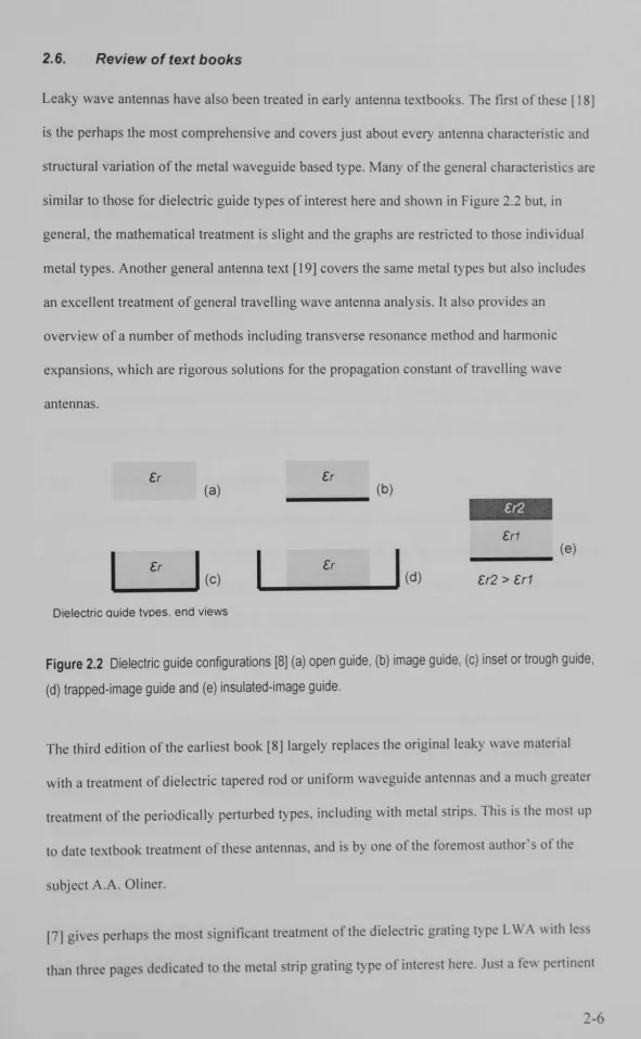 Figure 2.2 Dielectric guide configurations [8] (a) open guide, (b) image guide, (c) inset or trough guide, 