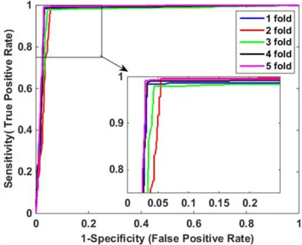 Figure 3: ROC curves of proposed DVM-based method on Human data set.