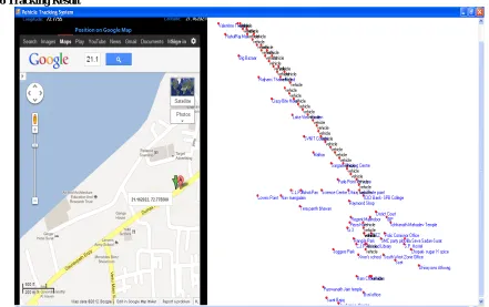 Figure 9 Vehicle Location on Google Map as well as Created Map 