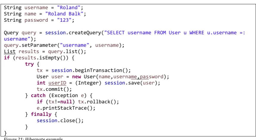 Figure 21: Hibernate example 