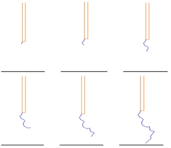 Figure (2) shows the streamer initiation and the most growth steps between the two electrodes according to growth time when the voltage is the minimum breakdown of this air gap