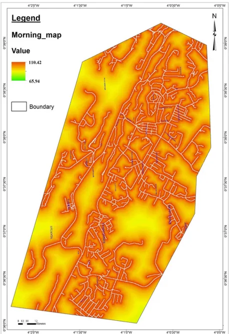 Figure 4. Noise Map Created from Lyons’ Empirical Noise Prediction Mode. 