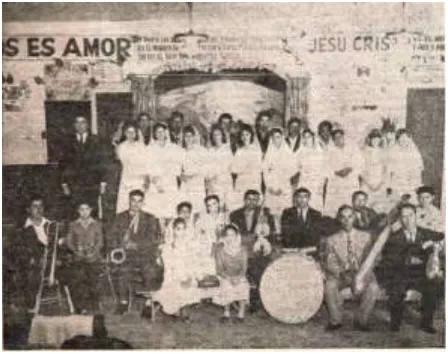 Figure 5. Youth Band from Gonzalez: The periodical which highlighted this 1946 youth band from Gonzalez (Salinas Valley) stressed how the small congregation in a small city strung together an orchestra
