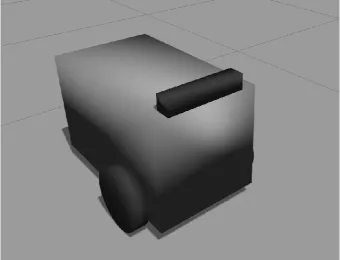 Figure 5.1: The simulated model of the robot in Gazebo (gaz, 2016). The black bar on top represents thelaser scanner.