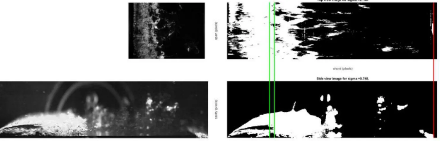 Figure 4.10: Original top view (left, top), top view rescaled and recolored (right, top), original side view (left, bottom) and processed side view (right, bottom)