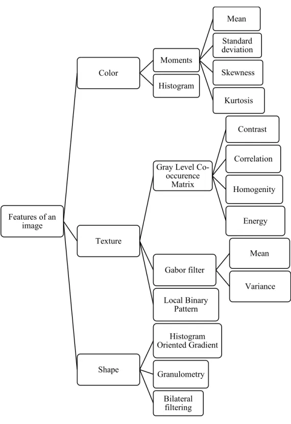 Figure 3 Features of an image Features of an image Color Moments Mean Standard deviationSkewnessKurtosisHistogramTexture