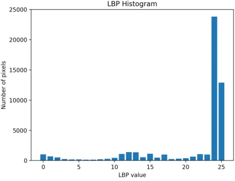 Figure 8 LBP histogram of the sample image in Figure 4 
