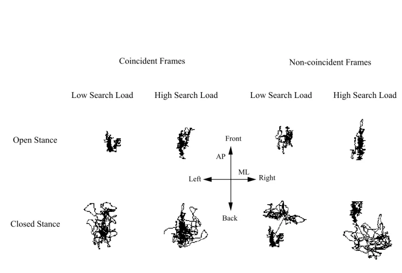 Figure 3-3   A representative participant’s head sway data in Experiment 2. The viewpoint is looking down from above