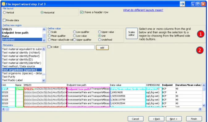 Figure 11: Import wizard step 2 (horizontal import) 