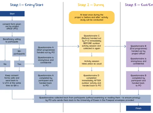 Figure 4. University of Essex Ecominds Evaluation Process - Flow chart for project staff