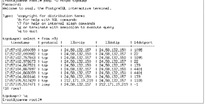Figure 10  A Sample Output Returned by the Database Server 
