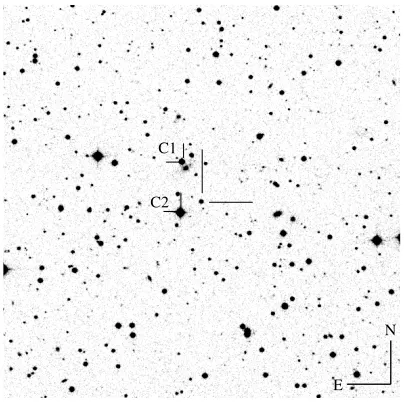 Fig. 1. 10δSky Survey 2. The coordinates of the CV are′×10′ Finding chart of HS 2331, obtained from the Digitized α(2000) = 23h34m01.6s,(2000) = +39◦21′41.4′′