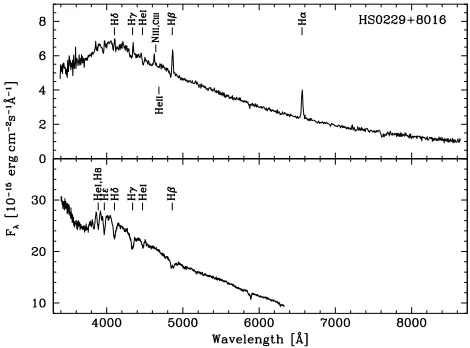 Fig. 2. Identiﬁcation spectrum of HS 0139+0559 obtained at the CalarAlto 3.5 m telescope on January 22, 1989.