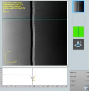 Figure 4.10: Etched out channel top view. Sample etched in 20% HF for 5 minutes. Laser parameters:Repetition rate = 300 kHz, power = 1.32 W, scanning speed = 5 mm/s, NA=0.04.