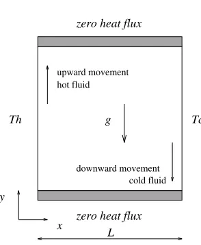 Figure 1. Diﬀerentially heated square cavity problem.